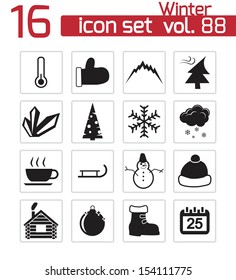 Vector black  winter  icons set