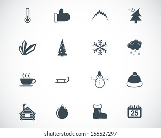 Vector black  winter  icons set