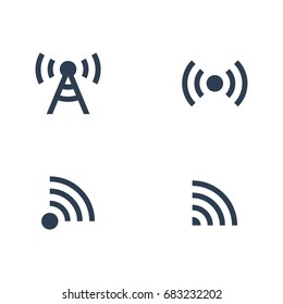 Vector black wireless icons - Vector illustration