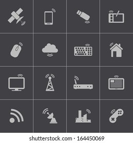 Vector black wireless icons set