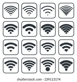 Vector black wireless icons set