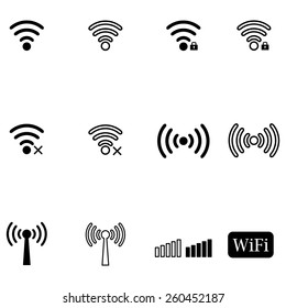 Vector black wireless icons set