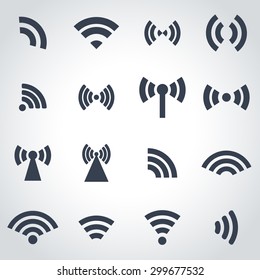 Vector black wireless icons set