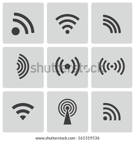 Vector black wireless icons set