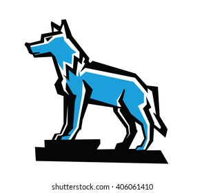 vector black wolf emblem on white background