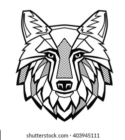 vector black Wolf head on white background