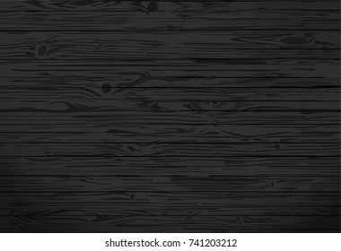 Vector Black wood pattern. Wooden textured background.