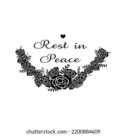 Funeral red rose oval frame with rest in peace Vector Image