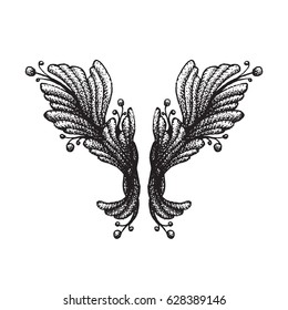 vector black work tattoo hand drawn engraving vintage floral ornament illustration decoration isolated background