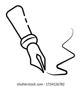 Vector black writing metal pen icon isolated on white background
