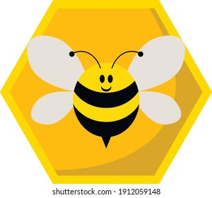 vector black and yellow bee. illustration of a bee. cute smiling bee