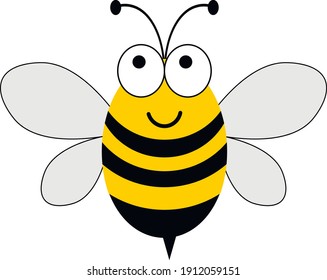 vector black and yellow bee. illustration of a bee. cute smiling bee