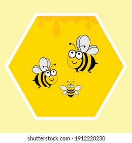 vector black and yellow bee. illustration of a bee. cute smiling bee