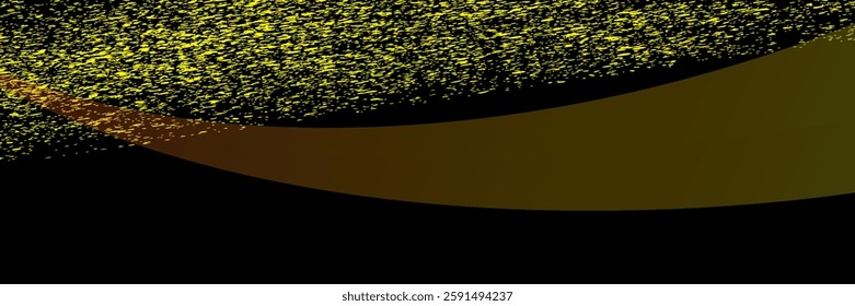 Vector black and yellow line background curve element with dots base for text and message design, overlapping layers