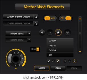 Vector black and yellow media player interface