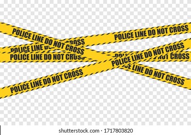 Vector black and yellow police stripe border. Set of danger caution seamless tapes. Art design crime line for restriction and dangerous zones.