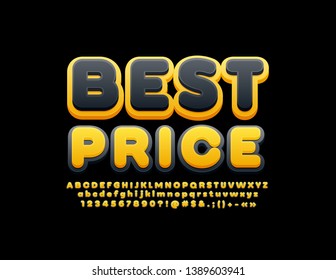 Afiche Vector Negro y Amarillo a mejor precio. Moderna y moderna Font. Letras, números y símbolos de los alfabetos coloridos