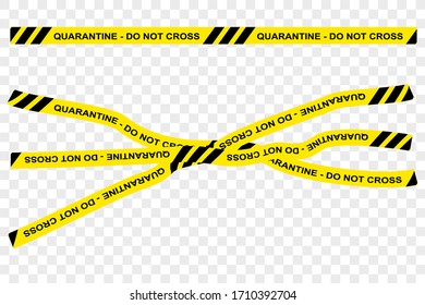 Vector Black and Yellow Ribbon, Police Line, quarantine, Do Not Cross Due The Corid-19 Pandemic, at transparent Effect Background
