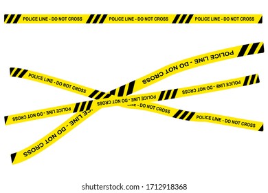 Vector Black and Yellow Ribbon, Police Line, Do Not Cross Due The Corid-19 Pandemic
