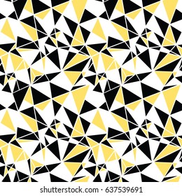 Vector black and yellow triangles abstract seamless repeat pattern design. Great for modern fabric, wallpaper, scrapbooking, giftwrap, packaging projects.