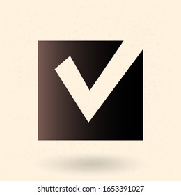 Icono de Sí de Vector Negro. Marque en Marco de casilla de verificación.