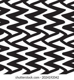 Vector Black zigzags lines on white background, repeatable tile. Classic and Timeless pattern design perfect for fashion, pillow throws, bedding textiles, fabric, scrapbooking, wallpaper, product