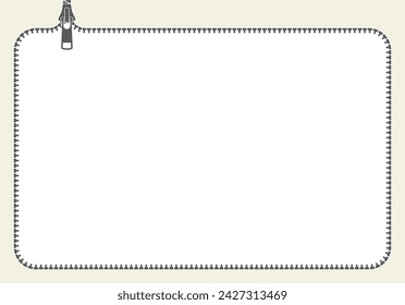Vector black zipper formed frame. Diploma, certificate. Isolated on white background.