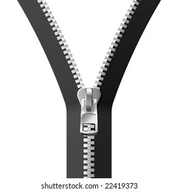 Vector black zipper. For making zipper longer you may easy duplicate lower part of image