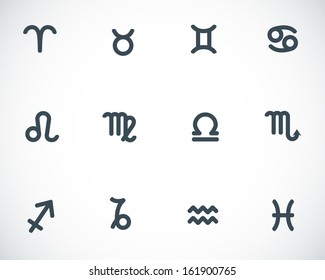 Vector Black Zodiac Icons Set