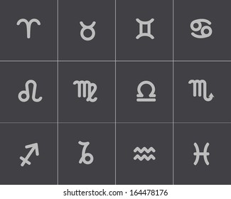 Vector black zodiac icons set