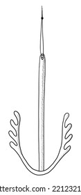 VECTOR BLACK-AND-WHITE CONTOUR ILLUSTRATION OF A GYNECOLOGICAL CONTRACEPTIVE SPIRAL