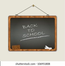 vector blackboard back to school wood frame black
