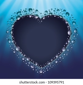 vector blackboard heart drop water blue