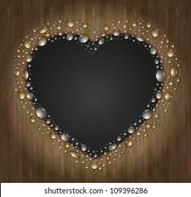 vector blackboard heart drop water background wood