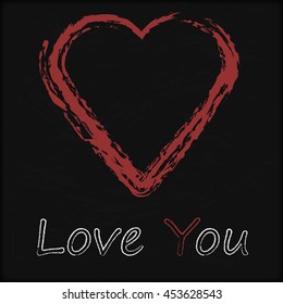 Vector - Blackboard with Love Heart.