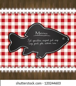 vector blackboard menu tablecloth lace fish