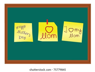 vector blackboard with notes for mother's day