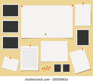 Vector blackboard with office supplies.