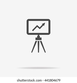 Vector blackboard on tripod icon. Vector concept illustration for design.