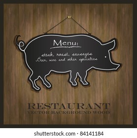 vector Blackboard pig restaurant menu card