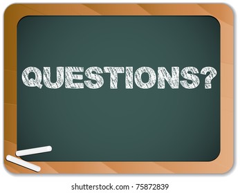 Vector - Blackboard with Questions Message written with Chalk