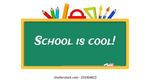 vector blackboard stationery school is cool