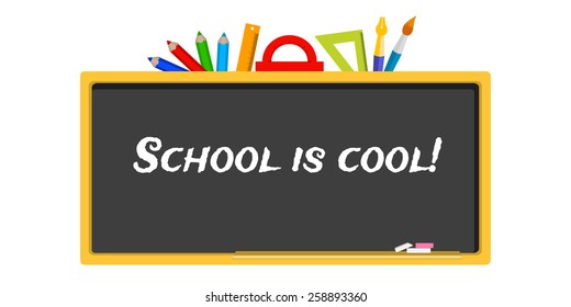 vector blackboard stationery school is cool