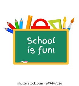 vector blackboard, stationery, school is fun