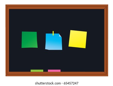 vector blackboard with sticky notes on it