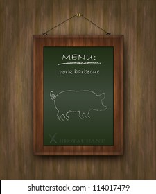 vector blackboard wood menu pig green template