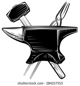 Vector blacksmith anvil on white background
