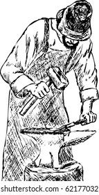 vector - blacksmith with hammer isolated on background