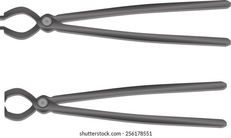 Vector blacksmith pliers and pincers isolated illustration