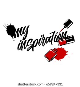 Vector  blackt and red nail lacquer bottles.